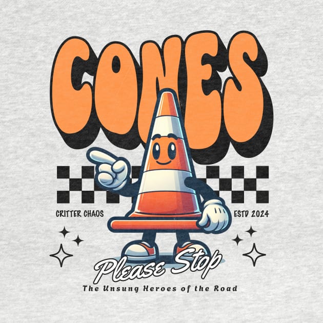 Retro Traffic Cone Mascot Directing Traffic by Critter Chaos